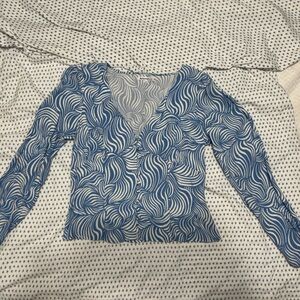 Reformation Blue and White Swirl Women’s Shirt